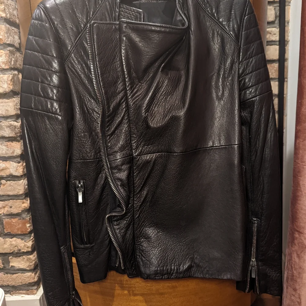 Haider Ackermann tumbled lamb skin leather biker jacket with asymmetric lapel. 0 - Picture 4 of 12